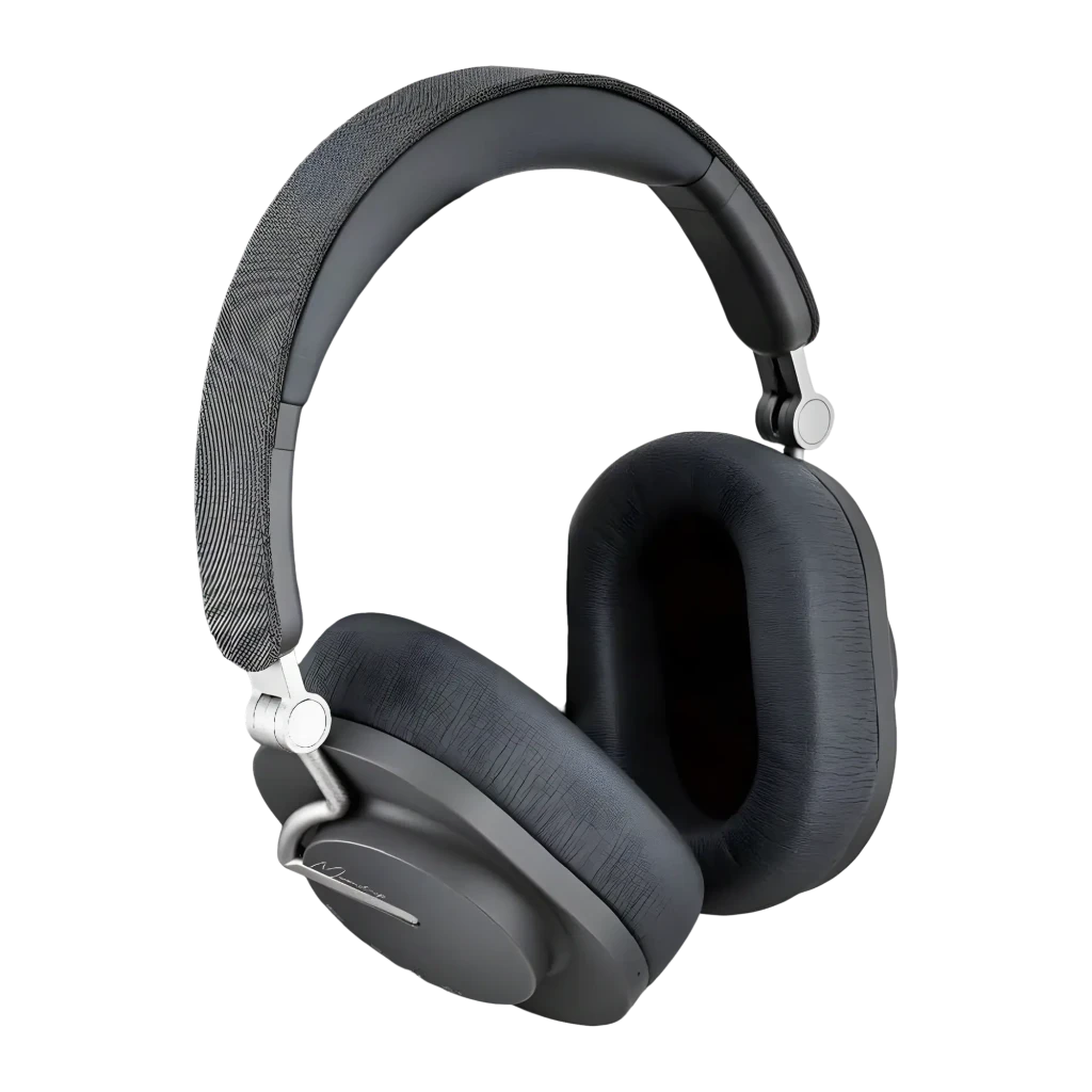 Auriculares Moondrop Edge Grey con diadema acolchada, copas ovaladas gris oscuro y bisagras metálicas; diseño elegante y ergonómico con almohadillas gruesas - Ítem6