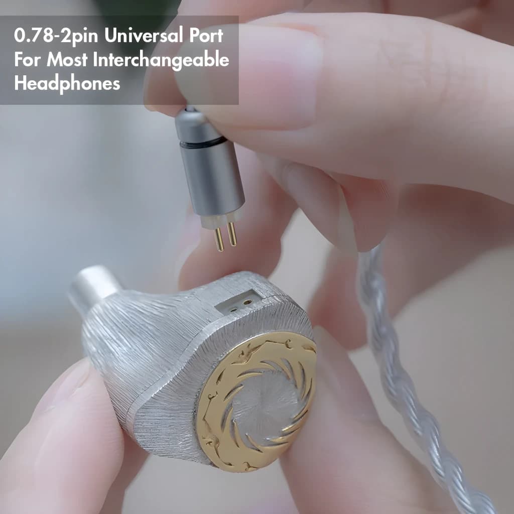 Câble Moondrop Free DSP sortie équilibrée USB-C DAC/AMP DSP avec connecteur 0.78 2 broches universel et tresse argentée, embout métal argent or flottant