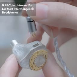 Câble Moondrop Free DSP sortie équilibrée USB-C DAC/AMP DSP avec connecteur 0.78 2 broches universel et tresse argentée, embout métal argent or flottant