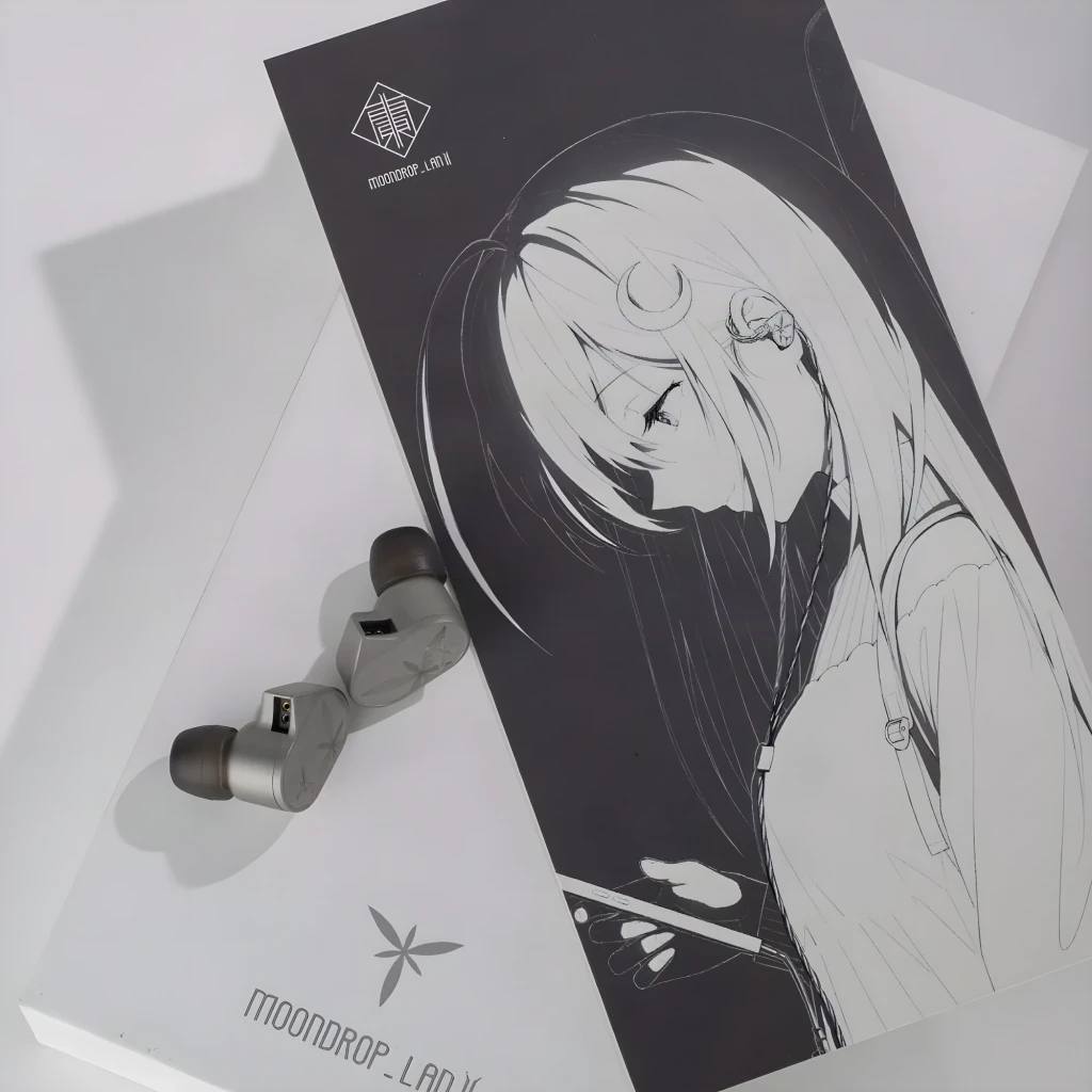 Auriculares Moondrop Lan II REF IEM con jack balanceado 4,4 mm, carcasas grises con patrón estelar grabado y cables trenzados plateados desmontables - Ítem1