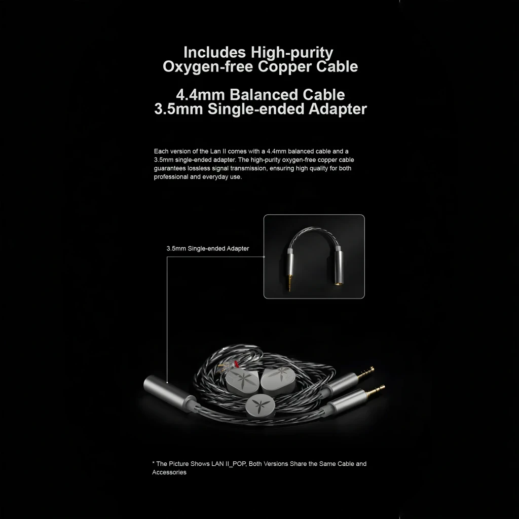 Auriculares Moondrop Lan II REF IEM con jack balanceado 4,4 mm, carcasas grises con patrón estelar grabado y cables trenzados plateados desmontables - Ítem4