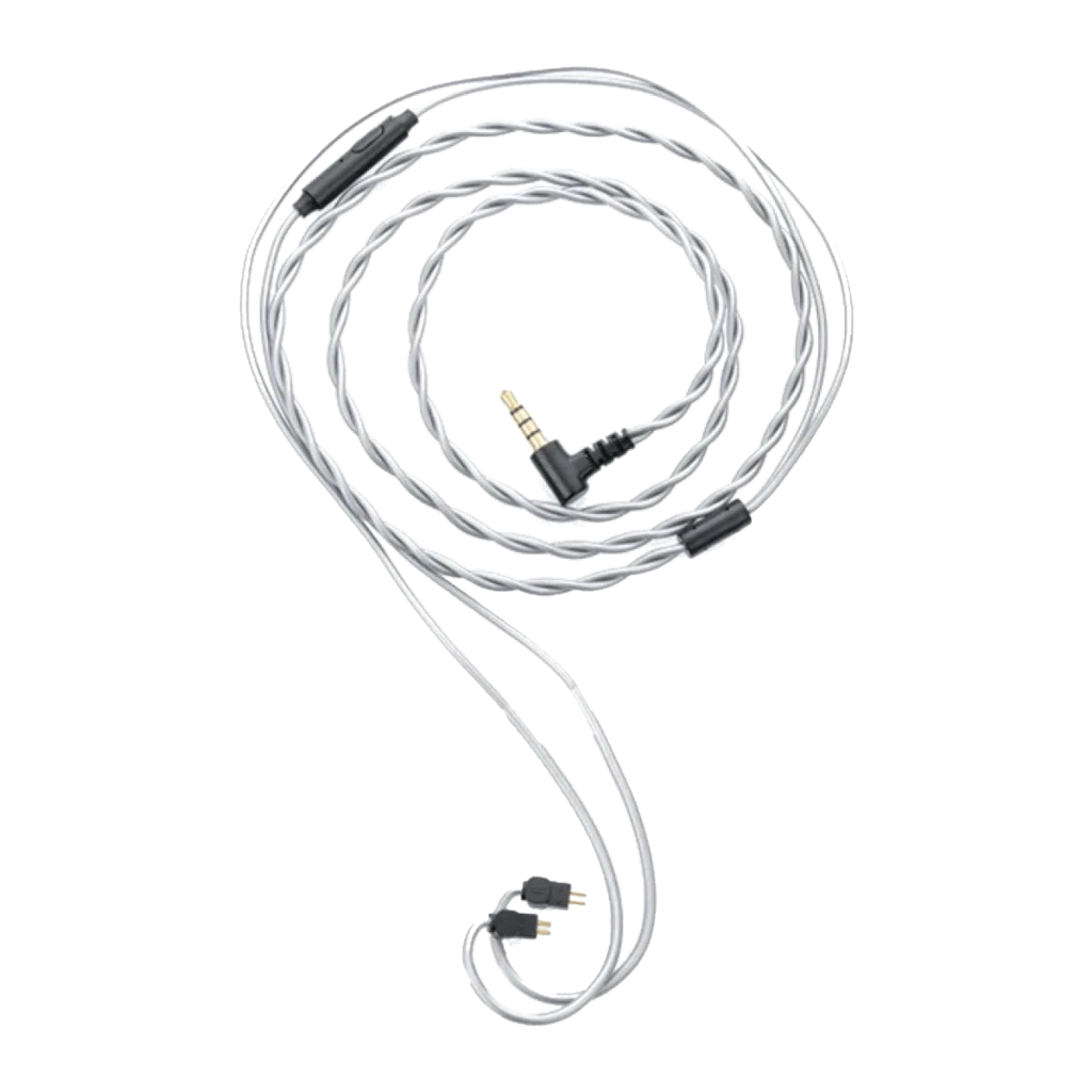 Câble Moondrop MC1 3.5 mm avec microphone, connecteurs 2‑Pin, cuivre OFC 4N argenté, prise coudée dorée, gaine torsadée et télécommande intégrée - Ítem6