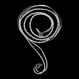 Cable Moondrop MC1 3.5 mm con micrófono, conector en L, 2‑Pin, cobre OFC 4N trenzado transparente, control en línea y alivios de tensión negros