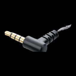 Conector en L 3.5 mm dorado del Cable Moondrop MC1 con micrófono, carcasa negra y alivio de tensión robusto, compatible 2-Pin cobre OFC 4N