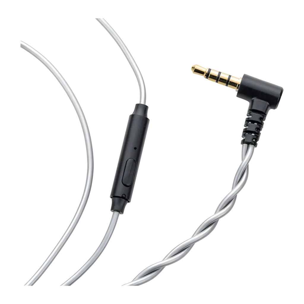 Câble Moondrop MC1 3.5 mm avec microphone, connecteurs 2‑Pin, cuivre OFC 4N argenté, prise coudée dorée, gaine torsadée et télécommande intégrée - Ítem4