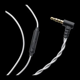 Cable Moondrop MC1 3.5 mm con micrófono, conector en L dorado, control en línea y cable trenzado plateado 2‑Pin de cobre OFC 4N
