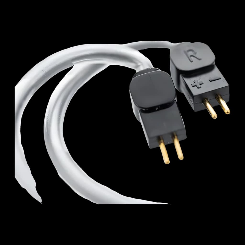 Cable Moondrop MC1 3.5 mm con micrófono, conector 2‑Pin dorado, control +/− integrado y cable transparente de cobre OFC 4N trenzado
