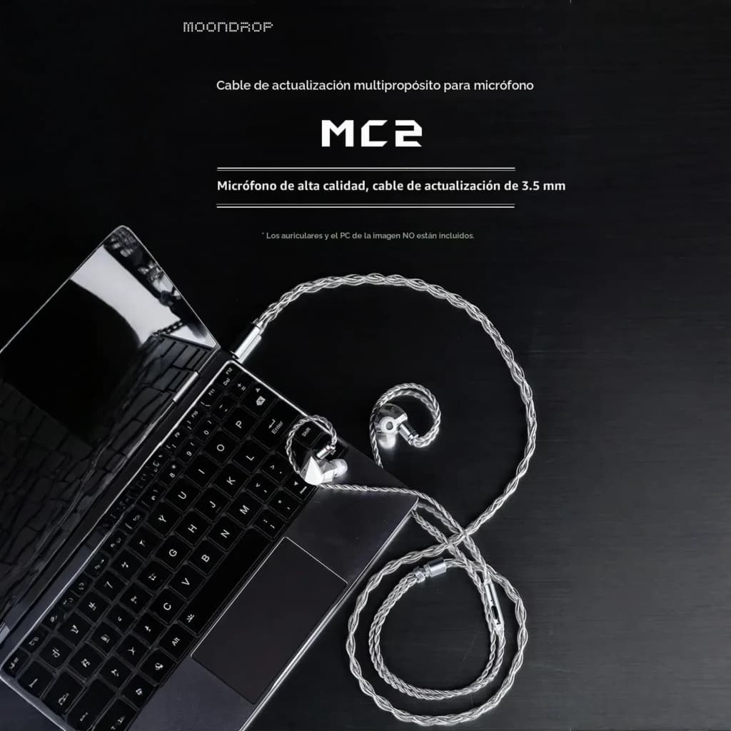 Câble audio argenté tressé 1,2 m avec micro, connecteur Jack 3,5 mm vers 2‑Pin 0,78 mm, souple et résistant, compatible IEM et usage mobile