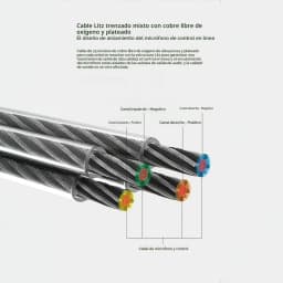 Câble Litz tressé MC2 avec conducteurs cuivre et argent, 4 brins isolés couleur, microphone en ligne, connecteur Jack 3.5 mm vers 2‑Pin 0.78 mm, 1.2 m
