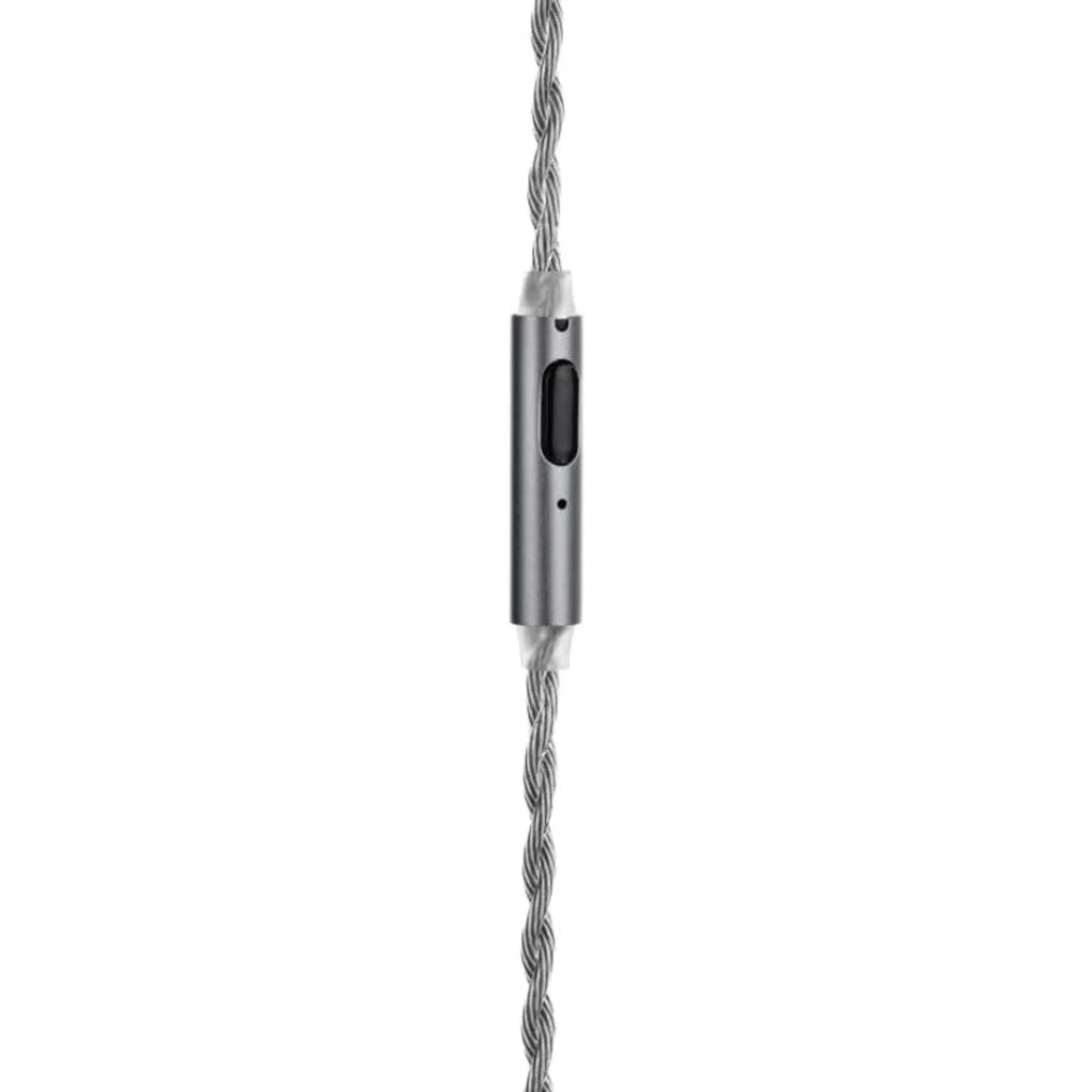 Cable Moondrop MC2 plateado trenzado, 1.2 m, con micrófono en línea, conector jack 3.5 mm dorado y dos pines 0.78 mm con marcadores rojo y gris - Ítem5