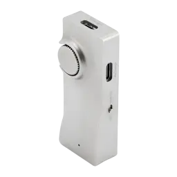 DAC Amplificateur Moondrop Moonriver 3 DSD256 4.4 mm Équilibré en aluminium argenté, molette de volume crantée, ports USB-C et sortie 4.4 mm, design compact