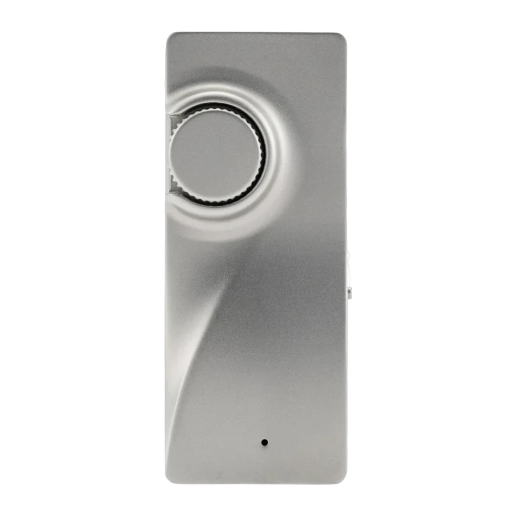 DAC Amplificador Moondrop Moonriver 3 DSD256 4.4mm Balanceado em alumínio prateado, painel frontal com arte gravada, botão de volume grande e portas laterais - Item8
