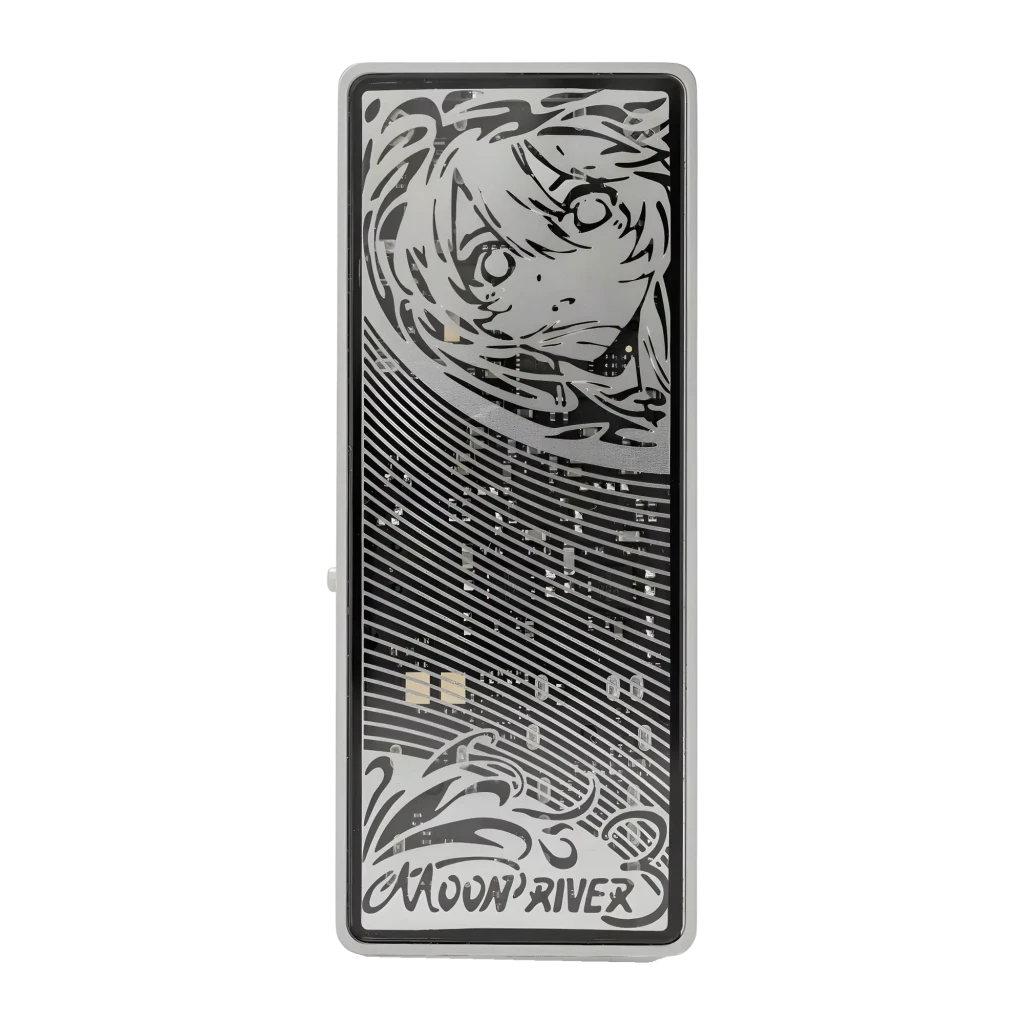 DAC Amplificador Moondrop Moonriver 3 DSD256 4.4mm Balanceado em alumínio prateado, painel frontal com arte gravada, botão de volume grande e portas laterais - Item5