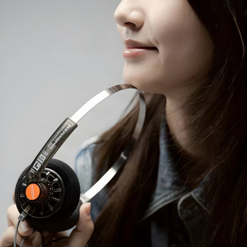 Casque Moondrop Old Fashioned 3.5mm on-ear fin et rétro, arceau métal poli, écouteurs mousse noire, grille ouverte, prise jack 3.5mm, driver 40 mm
