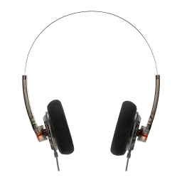 Casque Moondrop Old Fashioned on-ear, arceau fin métallique, coussinets mousse noirs, coques translucides ambrées, câble jack 3,5 mm, driver 40 mm