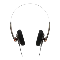 Casque Moondrop Old Fashioned 4.4mm arceau fin, supra-aural ouvert, oreillettes en mousse noire, coques translucides fumées, câble filaire discret