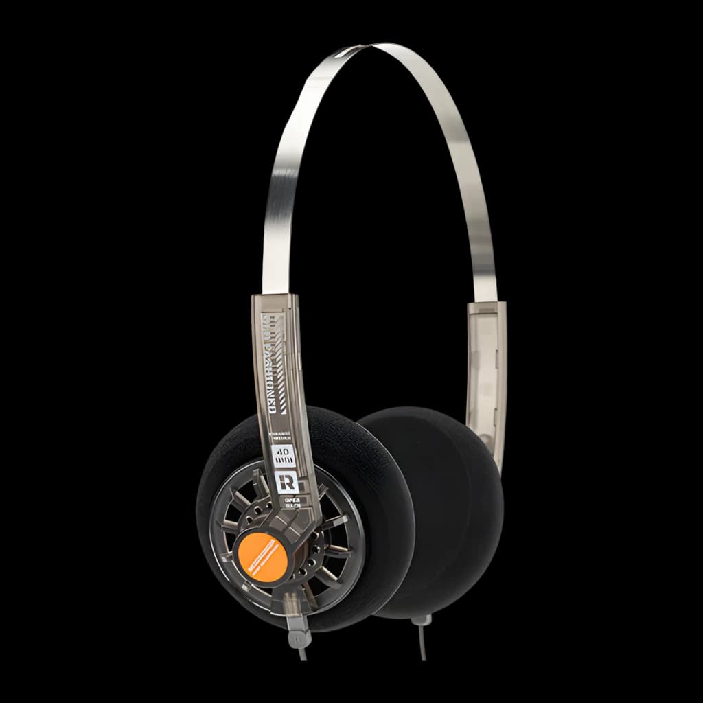 Casque Moondrop Old Fashioned Type-C, arceau métal fin, supra-aural ouvert, oreillettes mousse noires, grilles ajourées avec accent orange rétro