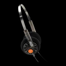 Casque Moondrop Old Fashioned Type C arceau métal fin supra auriculaire ouvert coques ajourées coussinets mousse câble filaire étiquette orange