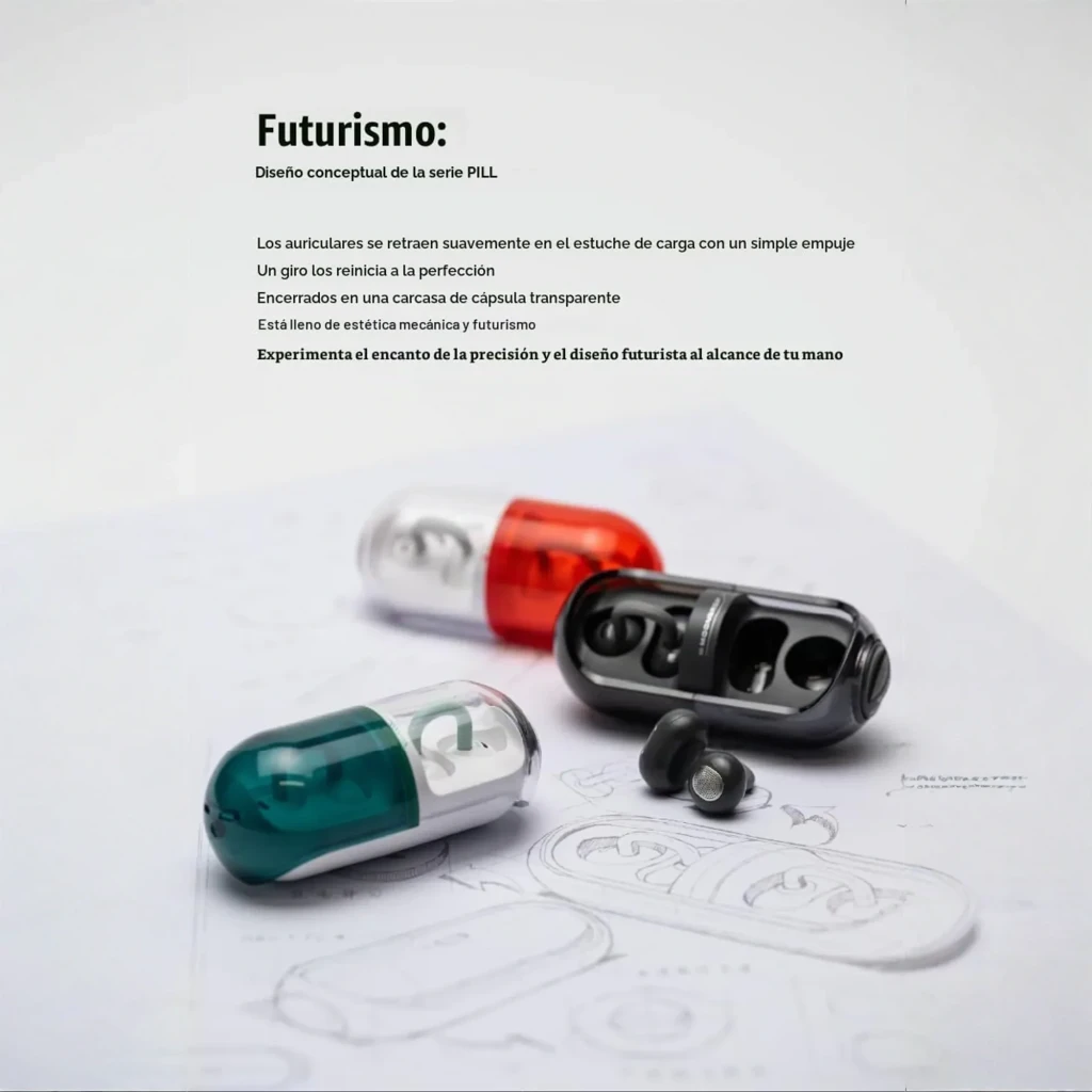 Auriculares Moondrop Pill OWS rojo con clip de oreja, diseño open-ear, estuche cápsula bicolor rojo translúcido y blanco, botones y LED de estado - Ítem4