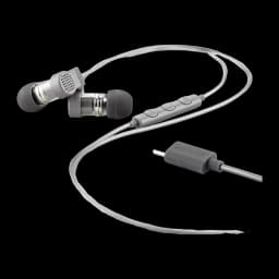 Écouteurs Moondrop Quark 2 intra gris métal avec embouts silicone, télécommande 3 boutons sur le câble et connecteur USB C gravé Moondrop