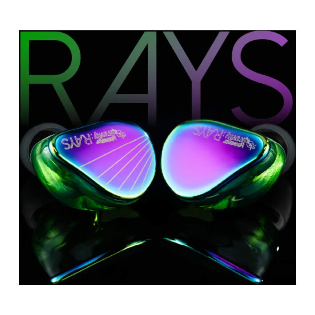Auriculares Moondrop Rays Gaming IEM con carcasa metálica iridiscente, cable trenzado verde, micrófono en línea y conector USB-C; almohadillas de silicona - Ítem1