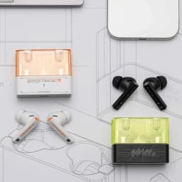 Moondrop Space Travel 2 Noir TWS ANC Bluetooth 6.0 24h Écouteurs sans fil avec boîtier translucide noir, design intra-auriculaire à tiges noires élégantes