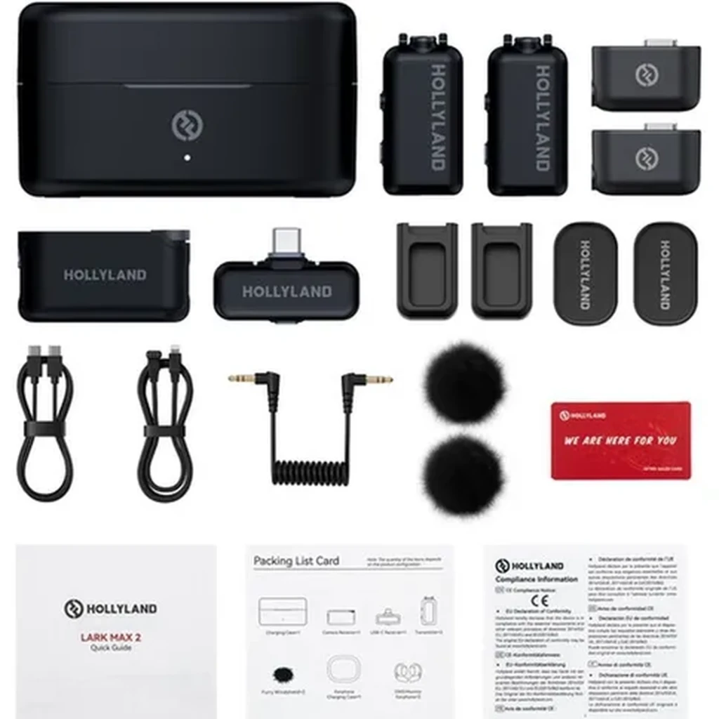 Microfone Sem Fios Hollyland Lark Max 2 Duo Combo Lapela: estojo de carregamento, dois transmissores lapela compactos, receptor com display colorido e - Item3