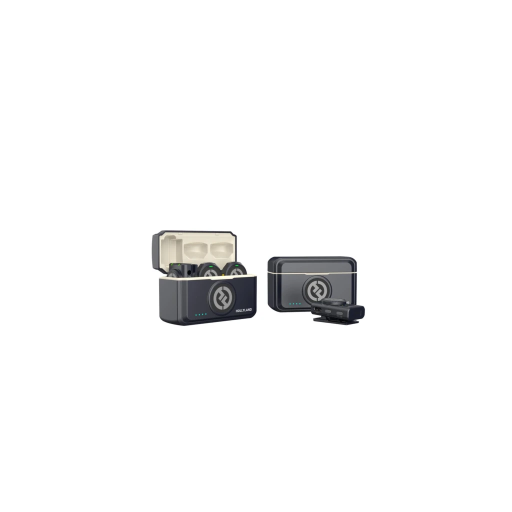 Microfone Hollyland Lark M2 Combo Sem Fios de Lapela com estojo, dois transmissores circulares, receptor compacto, adaptadores USB e LEDs indicadores - Item2