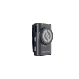 Microphone Hollyland Lark M2 Combo Sans Fil à Pince avec clip métallique, boîtier compact noir, molette latérale, voyants LED verts et port USB-C