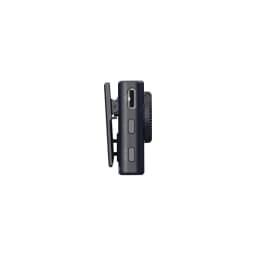 Module récepteur compact noir avec clip latéral, molette de réglage, boutons discrets et port USB‑C, conçu pour le Microphone Hollyland Lark M2 Combo