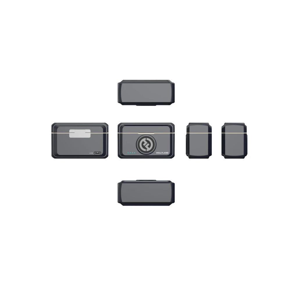Microfone Hollyland Lark M2 Combo Sem Fios de Lapela com estojo, dois transmissores circulares, receptor compacto, adaptadores USB e LEDs indicadores - Item7