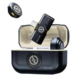 Microphone Hollyland Lark M2 Duo Mobile USB-C Sans Fil à Clip avec récepteurs compacts, émetteurs ronds à clip et boîtier de charge noir élégant