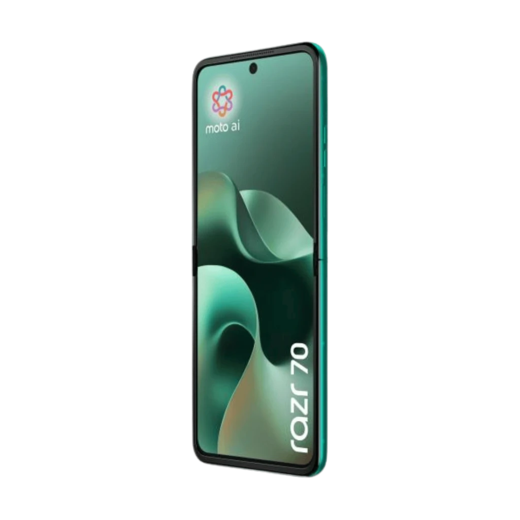 Motorola Razr 70 5G Sporting Green pliable, double appareil photo arrière, écran externe carré brillant, dos texturé vert, logo M centré, 256 Go et 8 Go - Ítem2