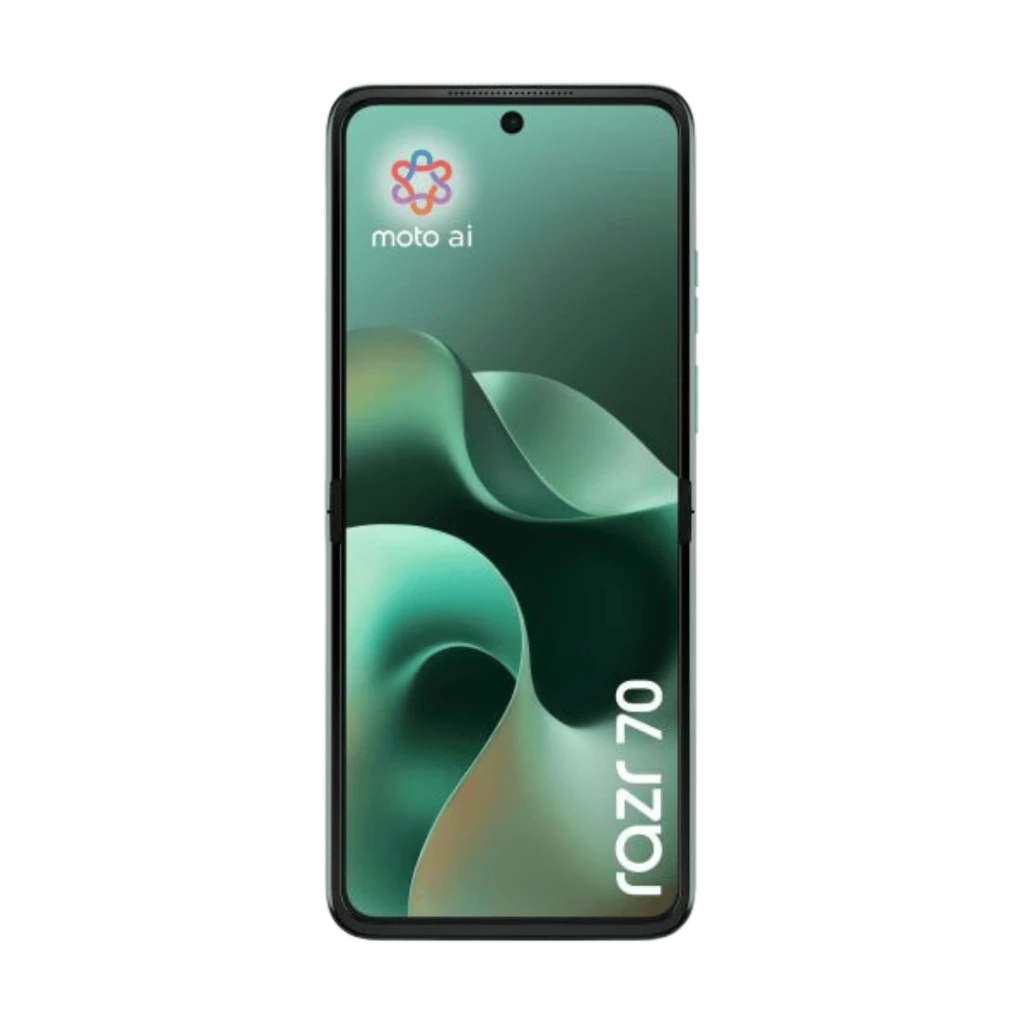Motorola Razr 70 5G Sporting Green pliable, double appareil photo arrière, écran externe carré brillant, dos texturé vert, logo M centré, 256 Go et 8 Go - Ítem3