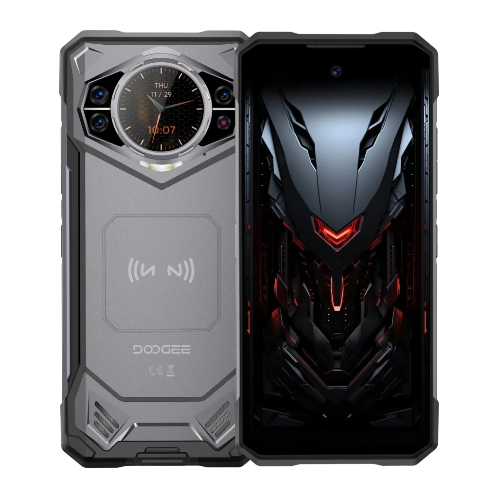 Doogee S200E negro robusto con pantalla 6,72 IPS 120Hz, frontal con notch y biseles delgados; trasera con módulo octogonal, doble cámara y pantalla circular - Ítem10