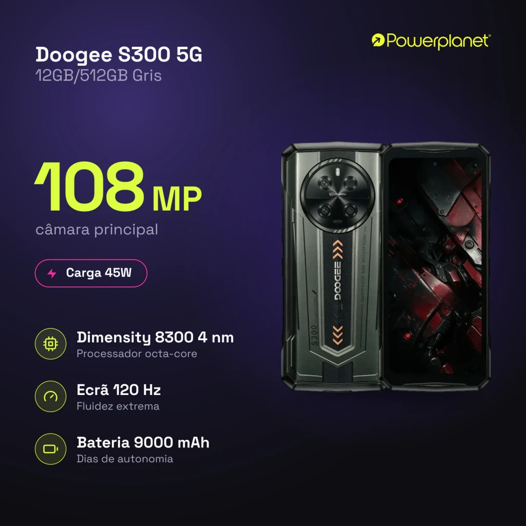 Smartphone robusto gris con carcasa reforzada, triple cámara trasera circular, pantalla grande sin notch, bordes protegidos y detalles naranjas estilo - Ítem3