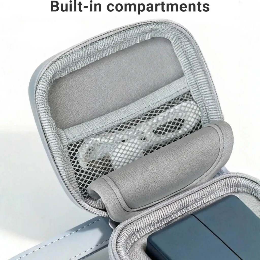 Funda Timekettle W4 Carrying Case Estuche de transporte, cuadrada y compacta, color gris claro, con cremallera perimetral y correa de muñeca integrada - Ítem4