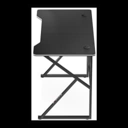 Huzaro Mesa gaming Hero 1.6 Negro, vista lateral: superficie texturizada con pasacables y patas en X metálicas