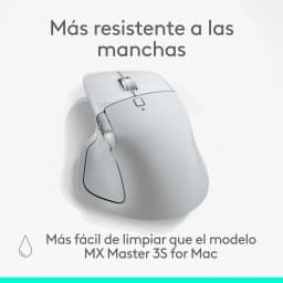 Logitech Rato MX Master 4 for Mac Branco, vista superior: resistência a manchas, roda lateral e botões visíveis