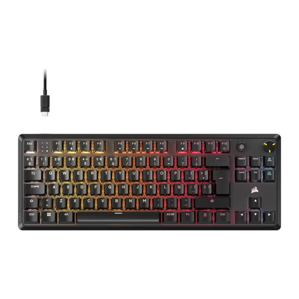 Corsair K70 Core TKL RGB MLX Red rouge, vue du dessus: rétroéclairage RGB orange et rouge, disposition PT - Ítem1