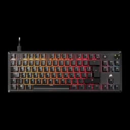 Corsair K70 Core TKL RGB MLX Red rojo, vista superior: retroiluminación RGB naranja y roja, disposición PT