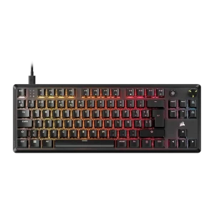 Corsair K70 Core TKL RGB MLX Red rouge, vue du dessus: rétroéclairage RGB orange et rouge, disposition PT