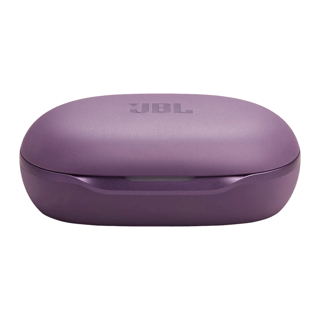 JBL Sense Pro True Wireless Open-Ear púrpura, kit angular: estuche abierto con auriculares alojados en tono más oscuro y uno - Ítem3