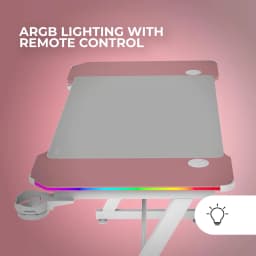 Mars Gaming Mesa MGD-X120RGB 120x60cm Rosa, detalle: iluminación ARGB bajo el tablero con mando a distancia