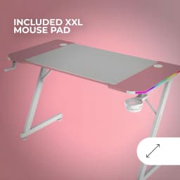 Mars Gaming Mesa MGD-X120RGB 120x60cm Rosa, vista lateral: superficie con mousepad XXL incluido, iluminación ARGB y