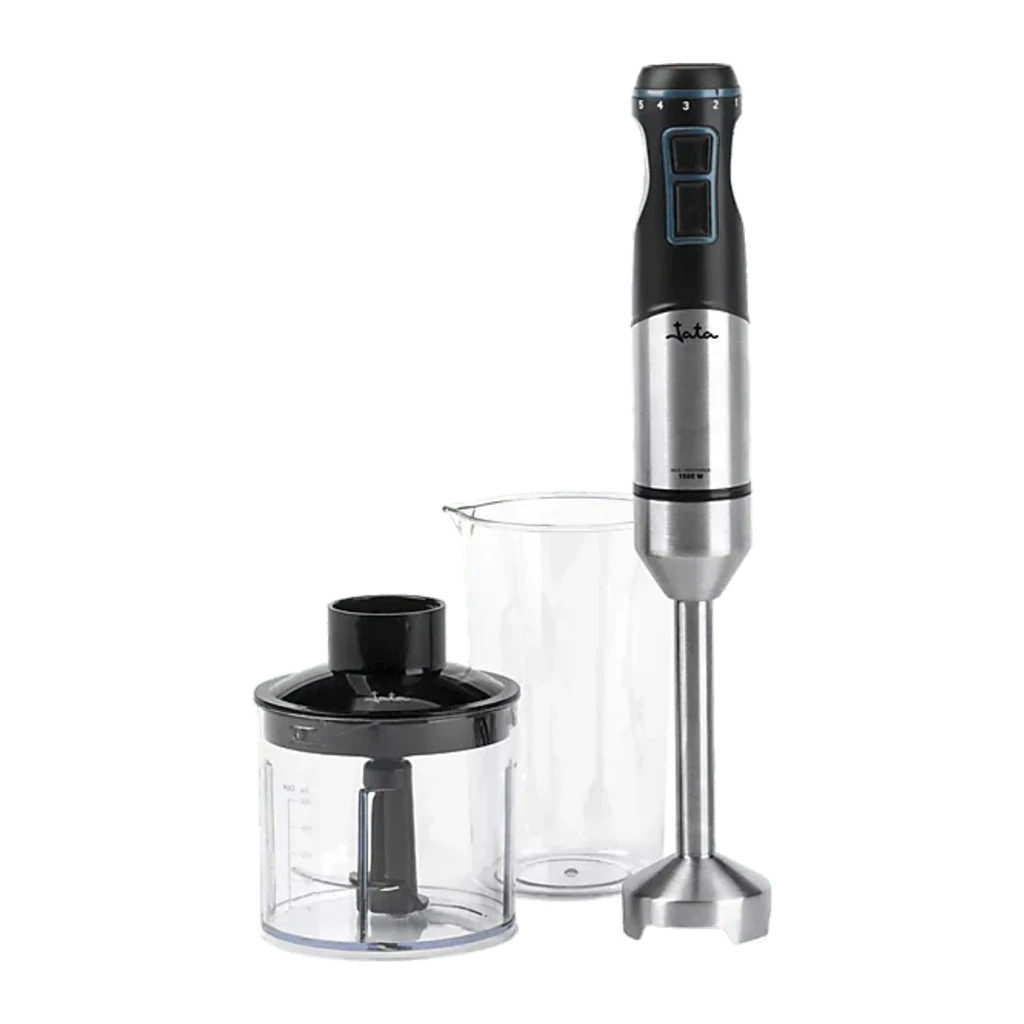 Jata Mixeur Plongeant JEBT1791 1500W Noir Acier inoxydable, ensemble complet: mixeur, verre doseur et hachoir