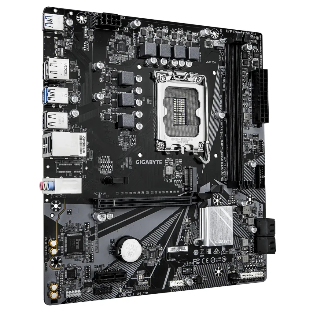 Gigabyte B760M H V2 128GB castanho escuro, vista principal: placa-mãe e caixa do produto com logo Ultra Durable - Item2