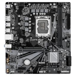 Gigabyte B760M H V2 128GB Dark Brown, vista superior: socket LGA1700, ranuras DDR5, PCIe y panel trasero E/S