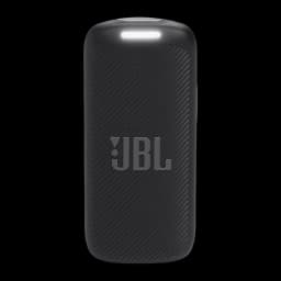 JBL Microphone Quantum Stream Wireless noir, vue avant: corps rectangulaire à texture diagonale, logo JBL et voyant LED