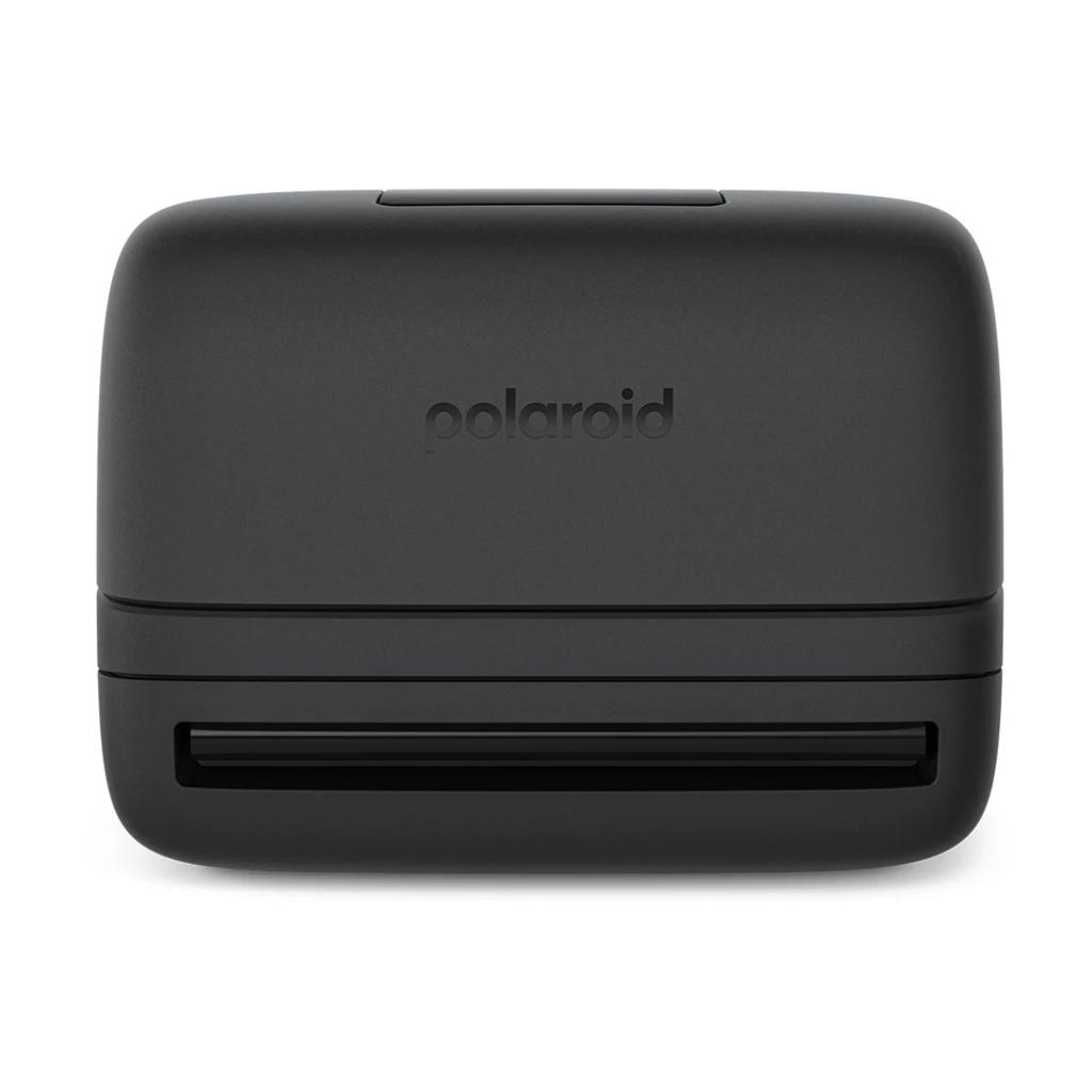 Polaroid Cámara instantánea Flip negro, vista frontal en ángulo: lente sonar autofocus, botón rojo, flash abatible con - Ítem5